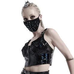 Top à Bretelles 'Toxic' En Vinyle Noir -Magasin De Mode top a bretelles toxic en vinyle noir 3