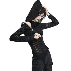 Top à Capuche Asymétrique 'Cyber Game' Noir -Magasin De Mode top a capuche asymetrique cyber game noir 23