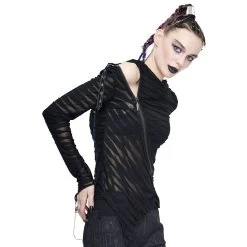 Top à Capuche Asymétrique 'Cyber Game' Noir -Magasin De Mode top a capuche asymetrique cyber game noir 24