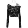 Top 'Punk Hollow Out' Noir à Manches Longues 1 Top 'Punk Hollow Out' Noir à Manches Longues -Magasin De Mode top punk hollow out noir a manches longues