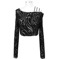 Top 'Punk Hollow Out' Noir à Manches Longues 23 Top 'Punk Hollow Out' Noir à Manches Longues -Magasin De Mode top punk hollow out noir a manches longues 6