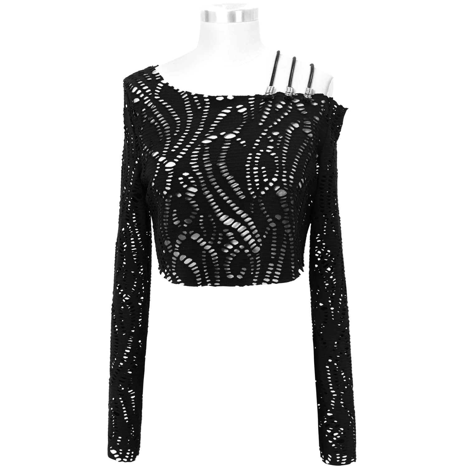 Top 'Punk Hollow Out' Noir à Manches Longues 9 Top 'Punk Hollow Out' Noir à Manches Longues – Image 7