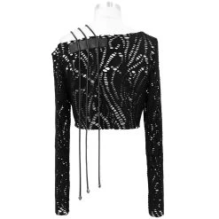 Top 'Punk Hollow Out' Noir à Manches Longues 24 Top 'Punk Hollow Out' Noir à Manches Longues -Magasin De Mode top punk hollow out noir a manches longues 7