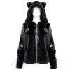 Veste D'Hiver 'Cat Ear' En Fourrure Noire -Magasin De Mode veste d hiver cat ear en fourrure noire
