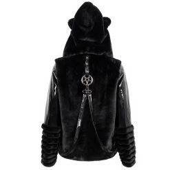 Veste D'Hiver 'Cat Ear' En Fourrure Noire -Magasin De Mode veste d hiver cat ear en fourrure noire 13