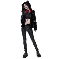 Veste D'Hiver 'Cat Ear' En Fourrure Noire -Magasin De Mode veste d hiver cat ear en fourrure noire 8