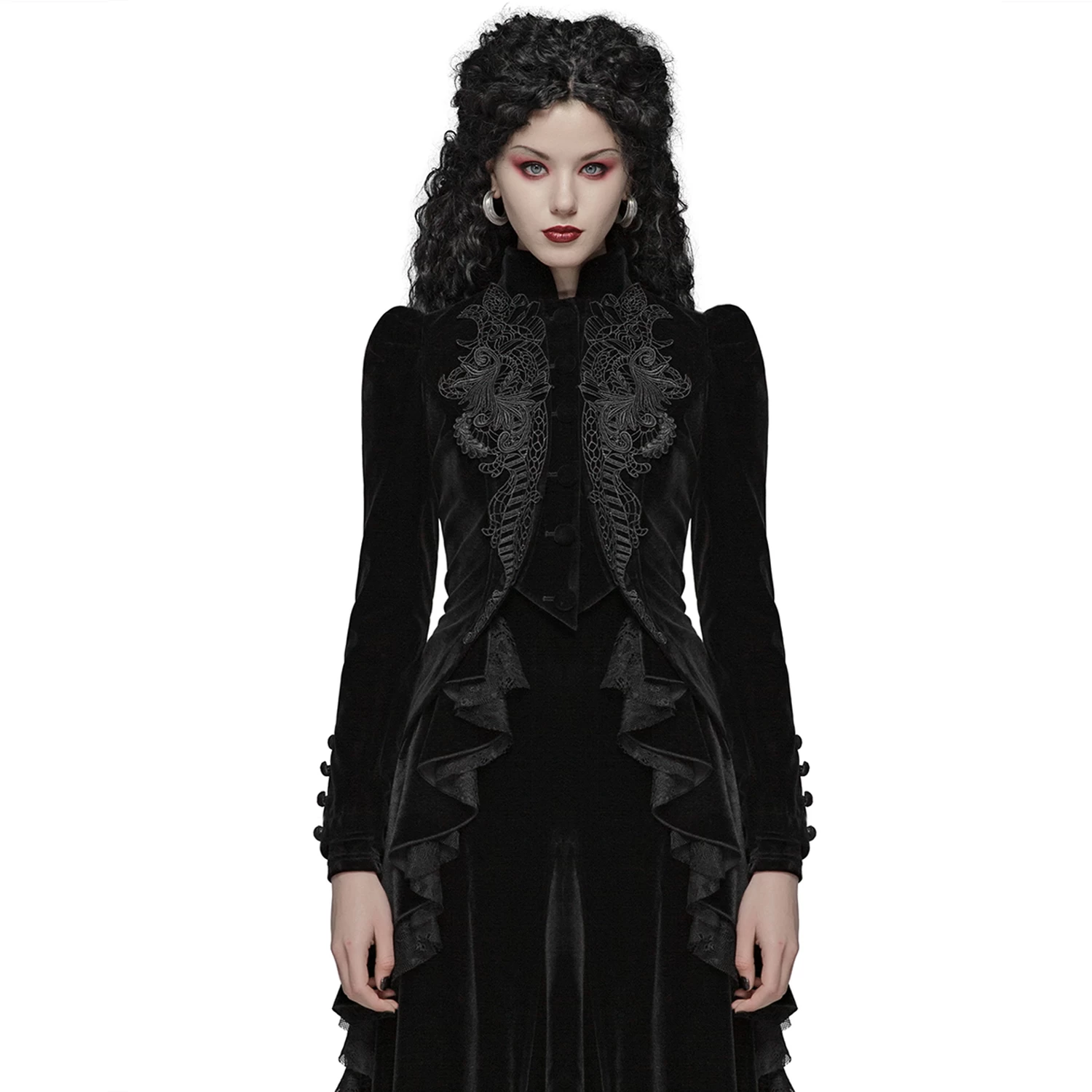 Veste Gothique 'Dark Doll' En Velours Noire 4 Veste Gothique 'Dark Doll' En Velours Noire – Image 2