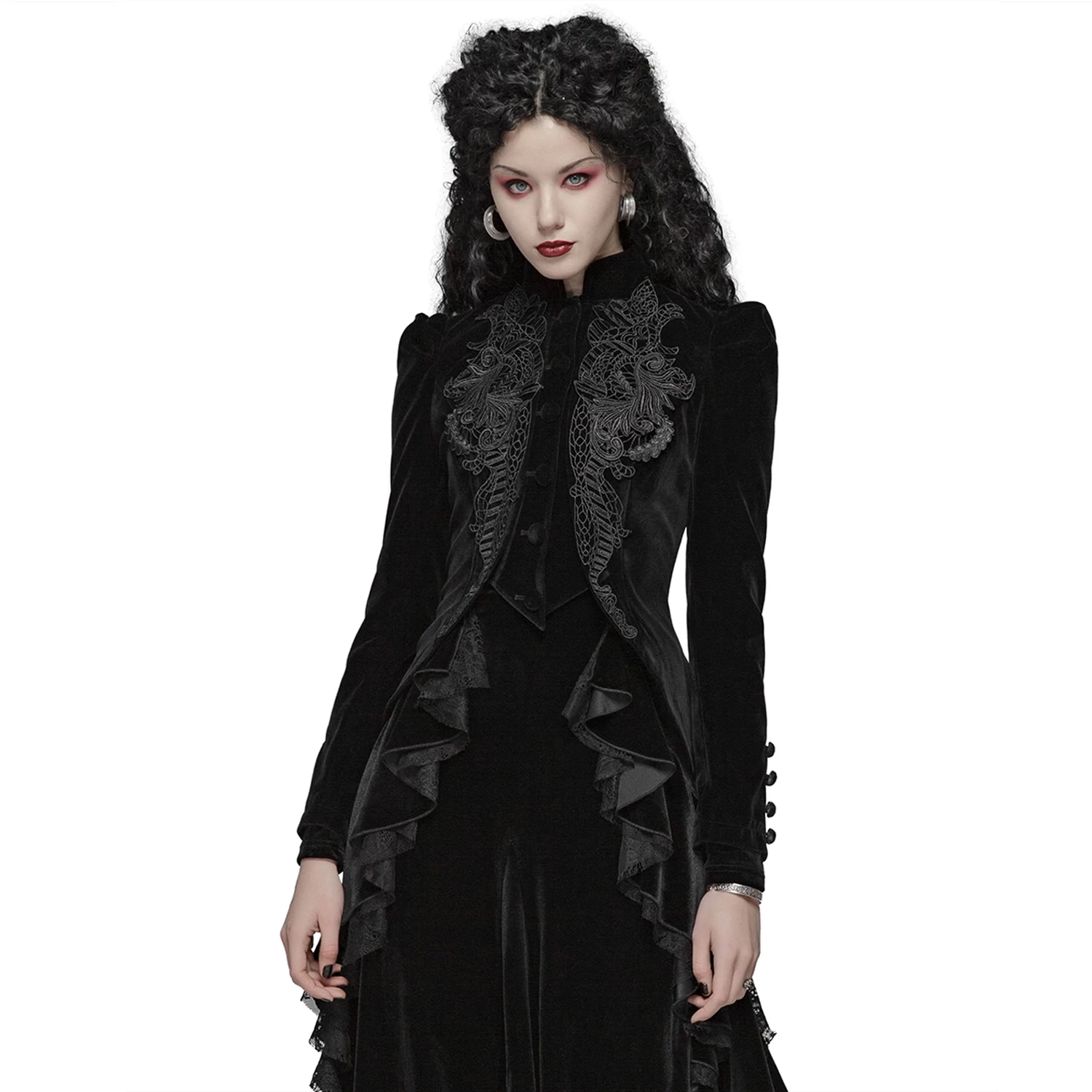 Veste Gothique 'Dark Doll' En Velours Noire 6 Veste Gothique 'Dark Doll' En Velours Noire – Image 4