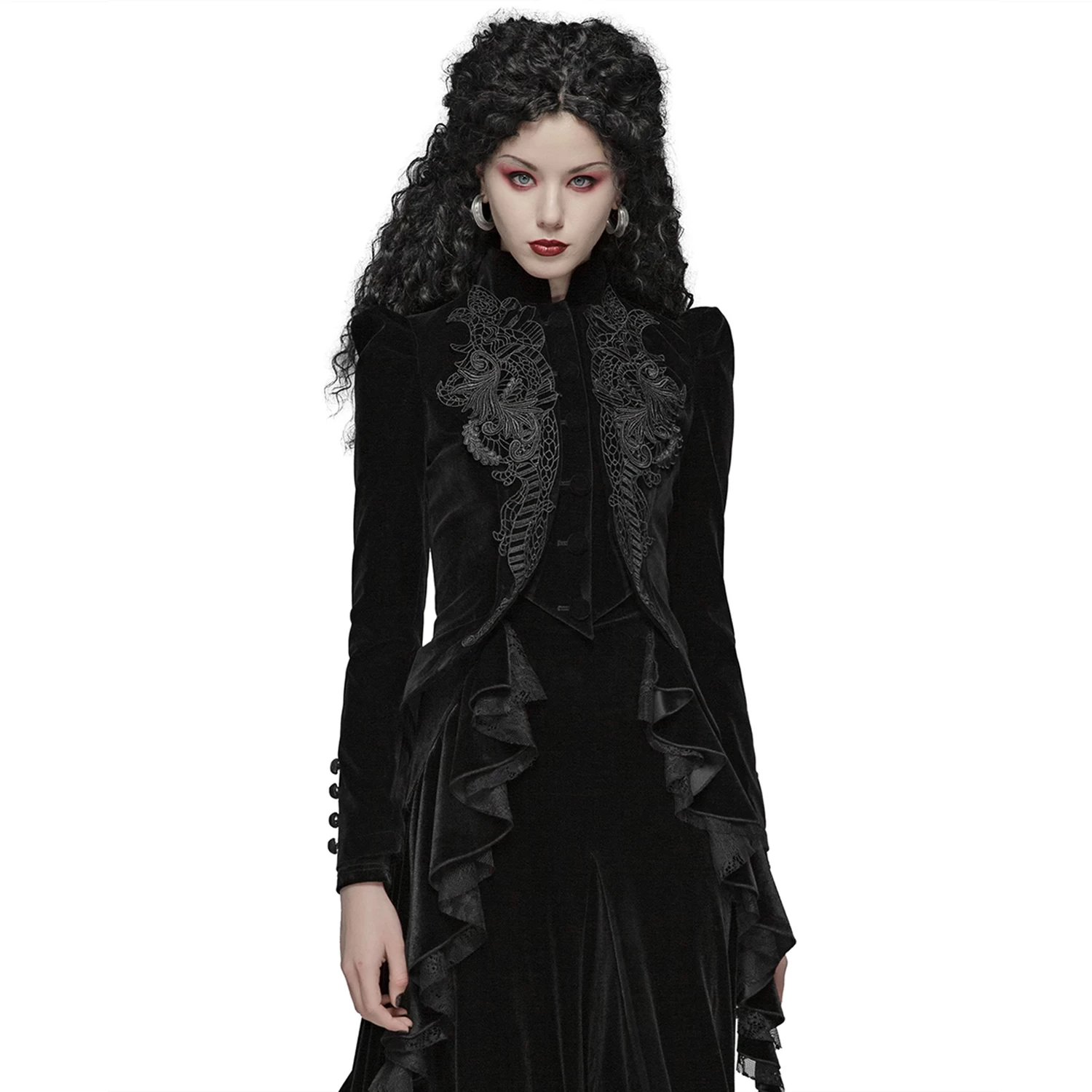Veste Gothique 'Dark Doll' En Velours Noire 7 Veste Gothique 'Dark Doll' En Velours Noire – Image 5