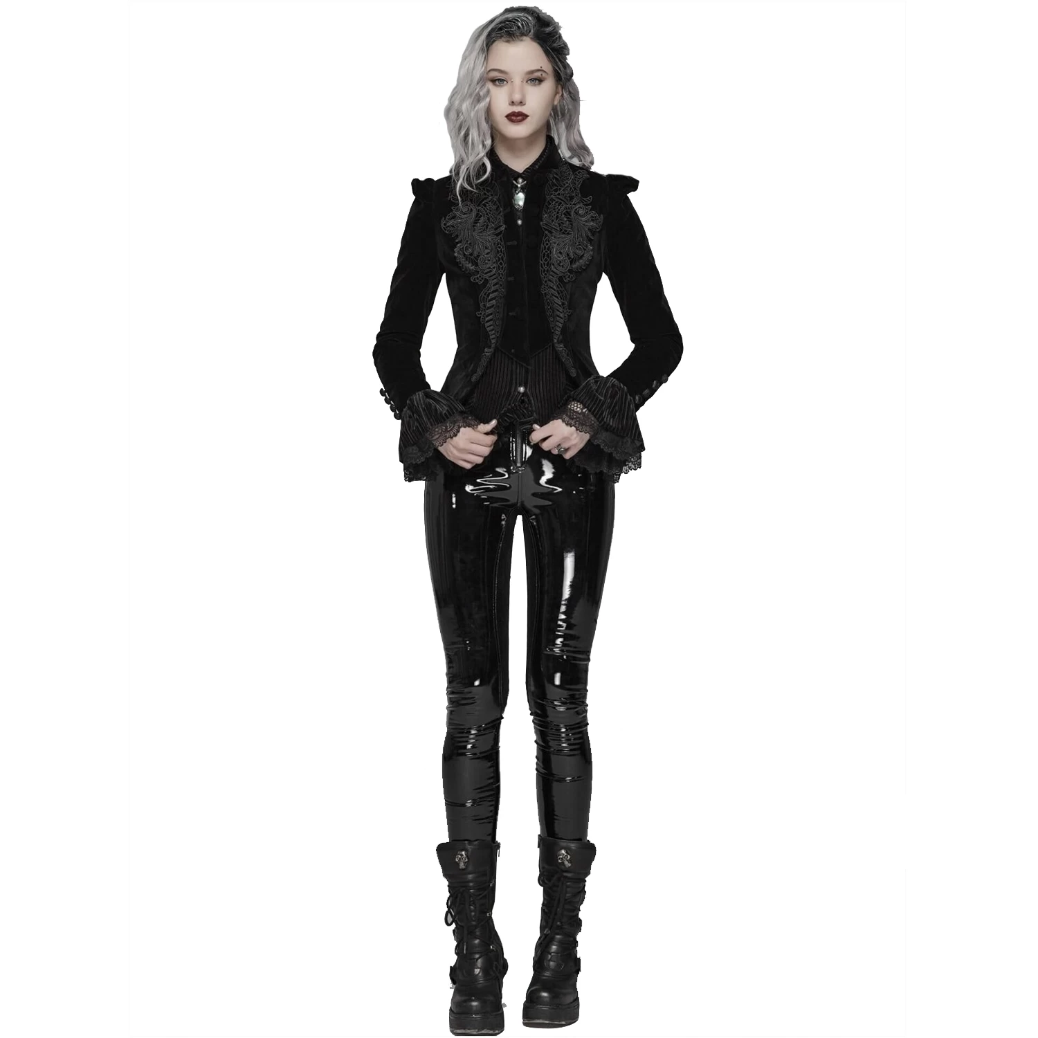 Veste Gothique 'Dark Doll' En Velours Noire 9 Veste Gothique 'Dark Doll' En Velours Noire – Image 7
