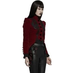 Veste Gothique 'Dark Doll' En Velours Rouge 18 Veste Gothique 'Dark Doll' En Velours Rouge -Magasin De Mode veste gothique dark doll en velours rouge 3