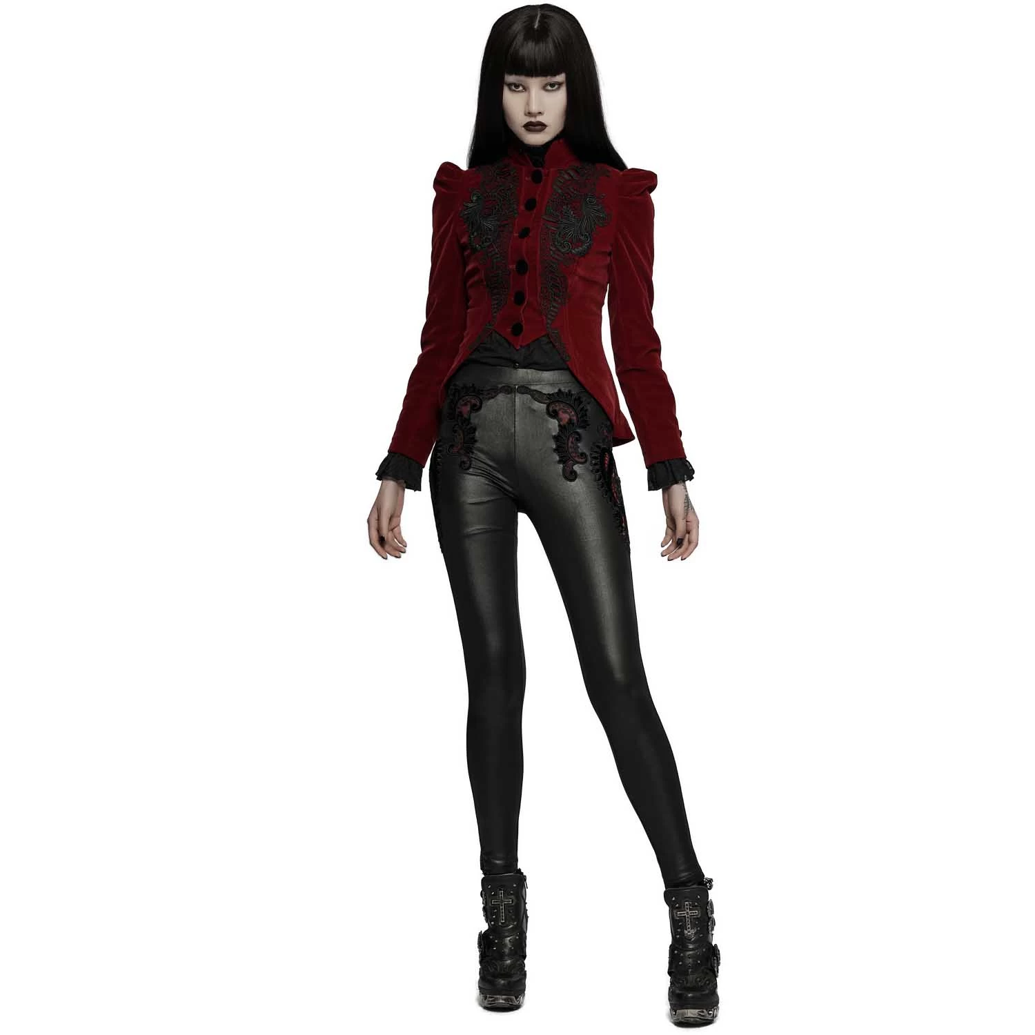 Veste Gothique 'Dark Doll' En Velours Rouge 7 Veste Gothique 'Dark Doll' En Velours Rouge – Image 5