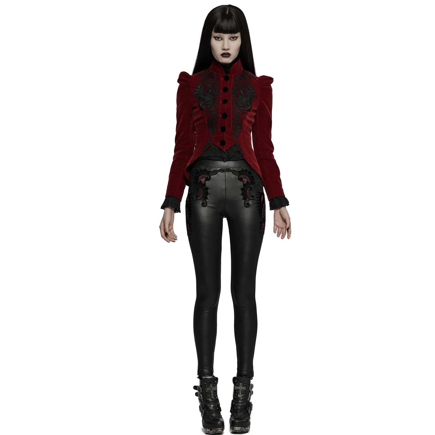 Veste Gothique 'Dark Doll' En Velours Rouge 8 Veste Gothique 'Dark Doll' En Velours Rouge – Image 6