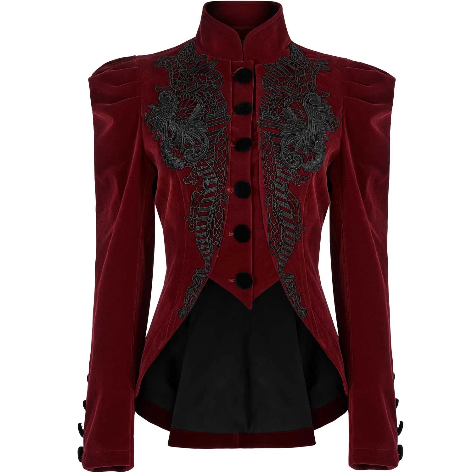 Veste Gothique 'Dark Doll' En Velours Rouge 9 Veste Gothique 'Dark Doll' En Velours Rouge – Image 7
