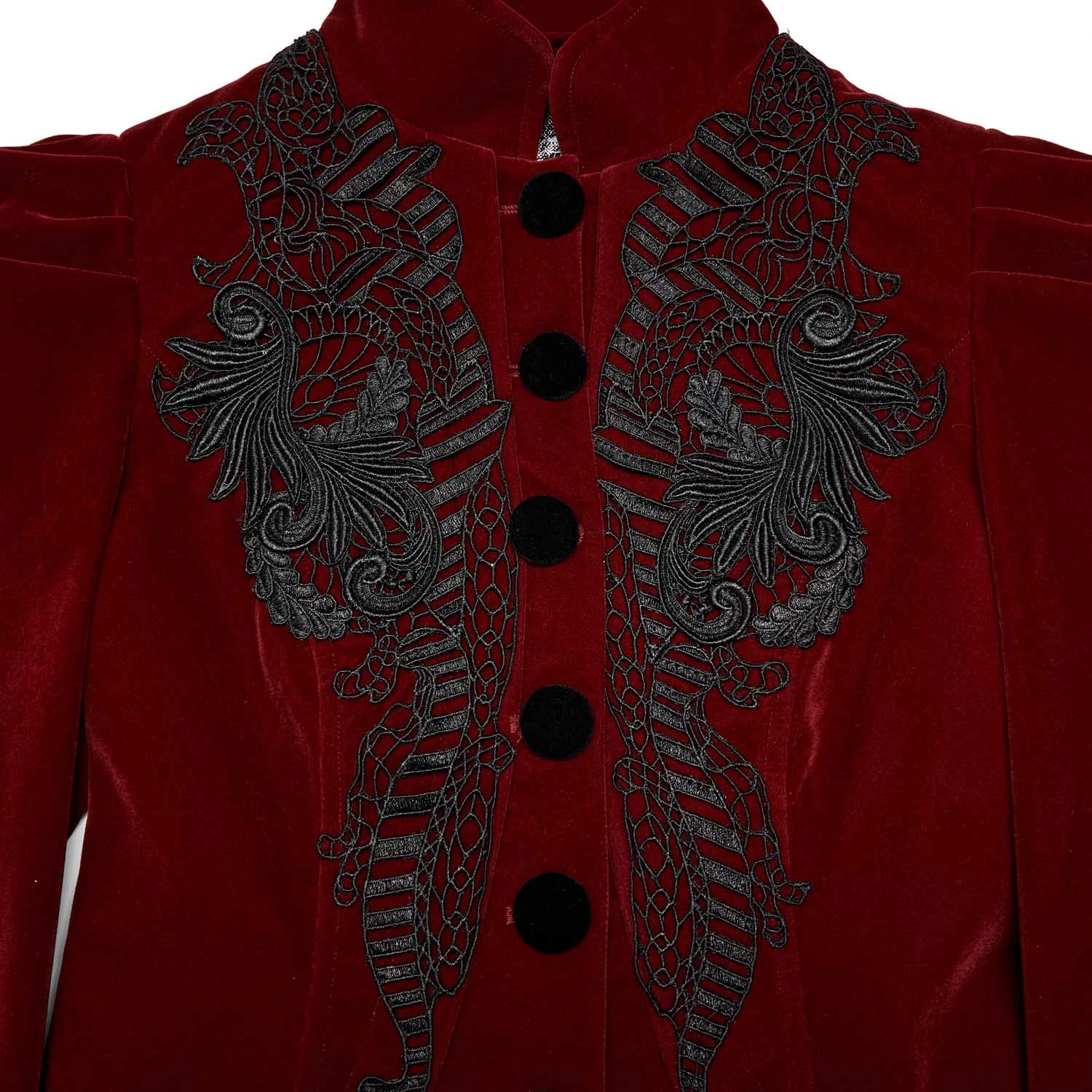 Veste Gothique 'Dark Doll' En Velours Rouge 12 Veste Gothique 'Dark Doll' En Velours Rouge – Image 10