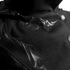 Veste Longue Noire 'Black Dragon' Avec Capuche... -Magasin De Mode veste longue noire black dragon avec capuche pointue amovible 16