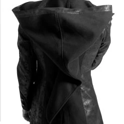 Veste Longue Noire 'Black Dragon' Avec Capuche... -Magasin De Mode veste longue noire black dragon avec capuche pointue amovible 18