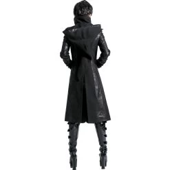 Veste Longue Noire 'Black Dragon' Avec Capuche... -Magasin De Mode veste longue noire black dragon avec capuche pointue amovible 2