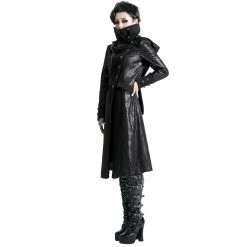 Veste Longue Noire 'Black Dragon' Avec Capuche... -Magasin De Mode veste longue noire black dragon avec capuche pointue amovible 3