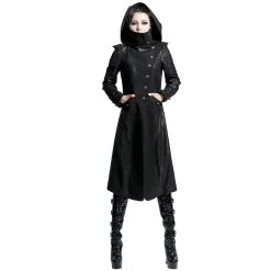 Veste Longue Noire 'Black Dragon' Avec Capuche... -Magasin De Mode veste longue noire black dragon avec capuche pointue amovible 4