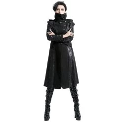 Veste Longue Noire 'Black Dragon' Avec Capuche... -Magasin De Mode veste longue noire black dragon avec capuche pointue amovible 5