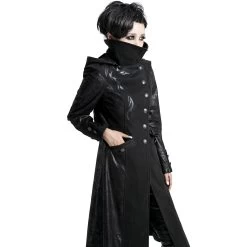 Veste Longue Noire 'Black Dragon' Avec Capuche... -Magasin De Mode veste longue noire black dragon avec capuche pointue amovible 7