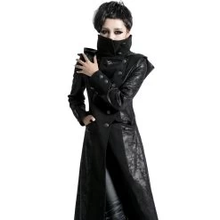 Veste Longue Noire 'Black Dragon' Avec Capuche... -Magasin De Mode veste longue noire black dragon avec capuche pointue amovible 9